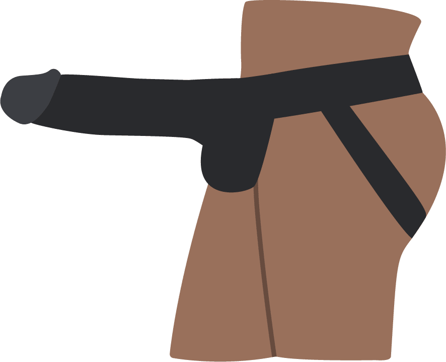 Illustration: strap-on sexsele med extra stor dildo